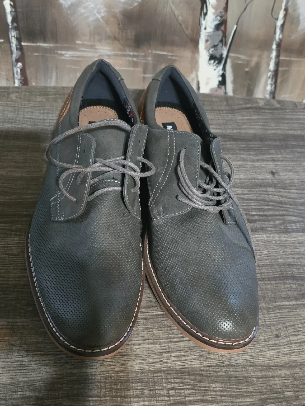 BB Dakota by Steve Madden Men's Gray Perforated Derby Oxfords
